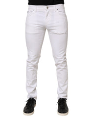 Dolce & Gabbana White Ripped Cotton Skinny Men Denim Jeans