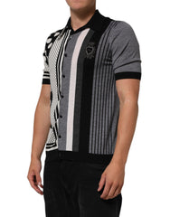 Dolce & Gabbana Black White Polka Dot Collared Polo T-shirt