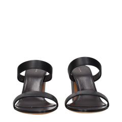 The Row Black Leather Stiletto Heels Sandals