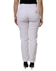 Dolce & Gabbana White Cotton Tattered BOYFRIEND Denim Jeans