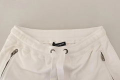 Dolce & Gabbana White Cotton Logo Patch Sweatpants Jogging Pants