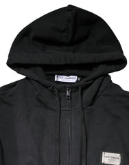 Dolce & Gabbana Black Logo Full Zip Hooded Men Sweatshirt Sweater