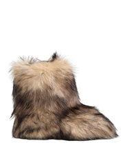 Dolce & Gabbana Brown Faux Skim Ski Fur Men Short Boots Shoes