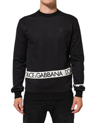 Dolce & Gabbana Black Logo Crew Neck Men Sweatshirt Sweater