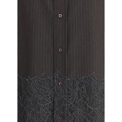 Fendi Pinstripe Wool and Lace Shirt