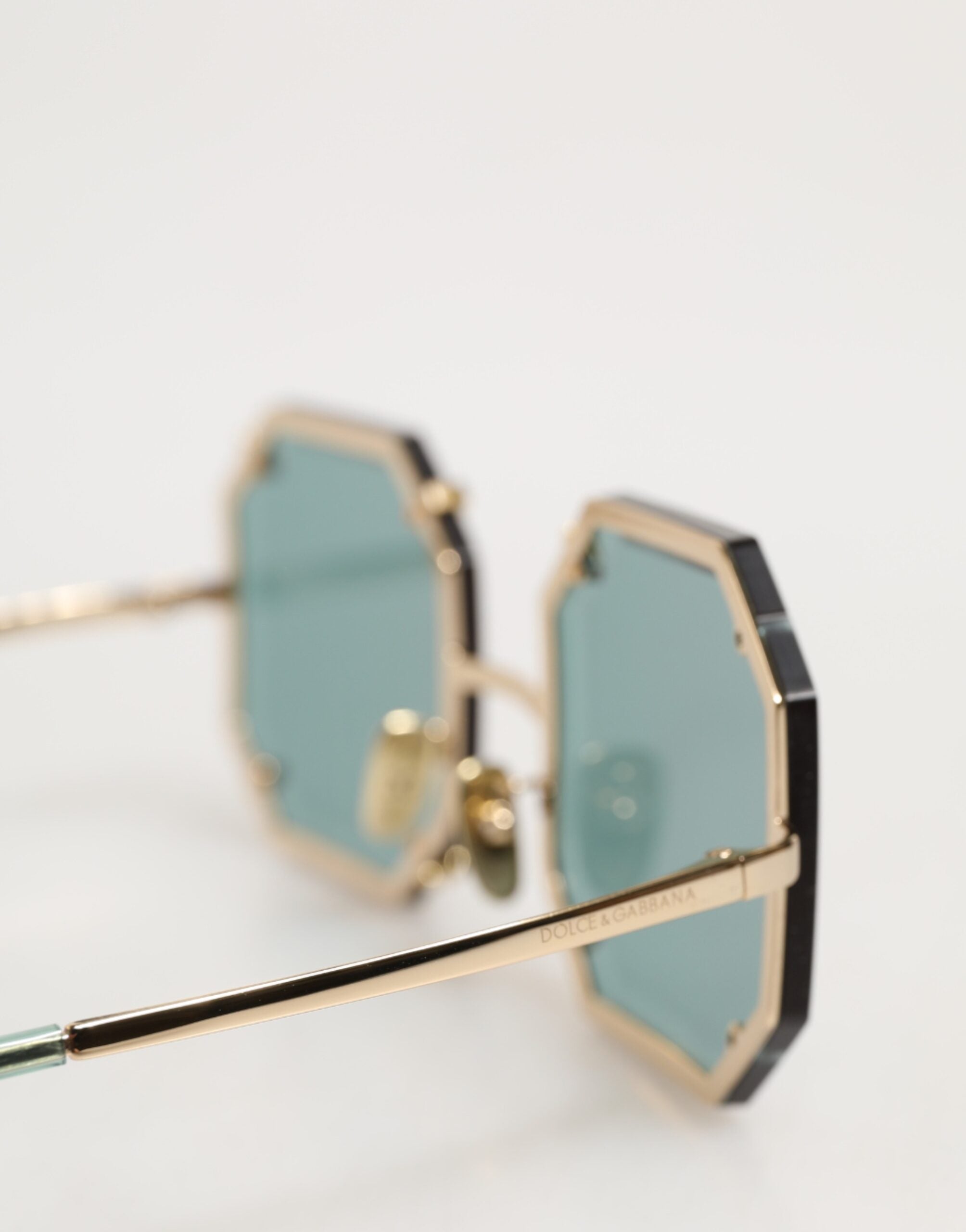 Dolce & Gabbana DG2216 Gold Square Frame Green Lens Shades Sunglasses