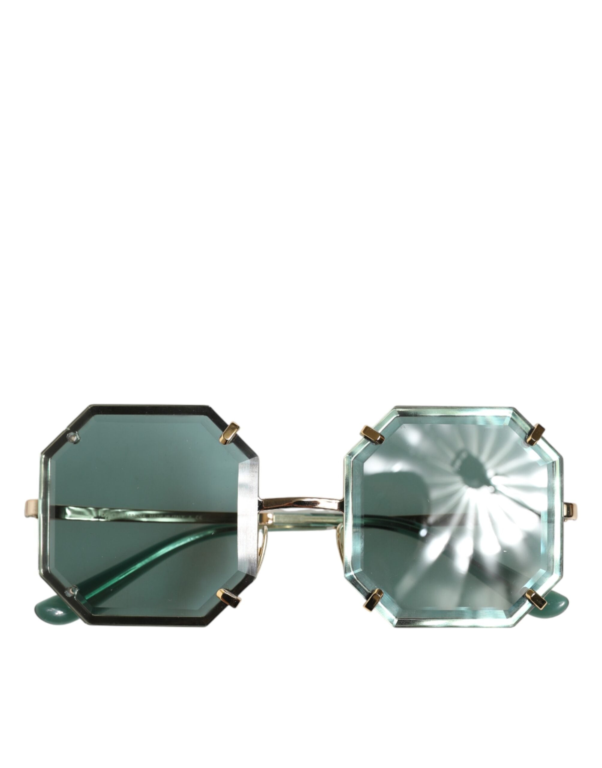 Dolce & Gabbana DG2216 Gold Square Frame Green Lens Shades Sunglasses