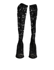 Dolce & Gabbana Black Pumps Taormina Lace Socks Boots Shoes