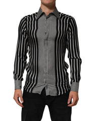 Dolce & Gabbana Black White Stripes Men MARTINI Dress Shirt