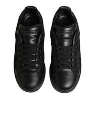 Dolce & Gabbana Black Floral Lace Low Top Sneakers Shoes