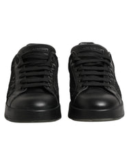 Dolce & Gabbana Black Floral Lace Low Top Sneaker Shoes