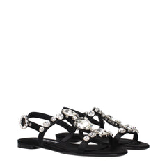 Dolce & Gabbana Black Satin Flat Sandals