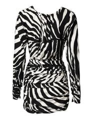 Dolce & Gabbana Black White Zebra Silk Sheath Mini Dress