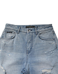 Dolce & Gabbana LightBlue Ripped Washed BOYFRIEND Denim Jeans