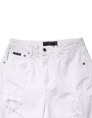 Dolce & Gabbana White Distressed Cotton BOYFRIEND Denim Jeans