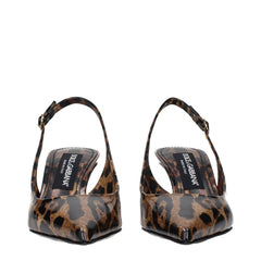 Dolce & Gabbana Brown Leather Stiletto Heel Sandals