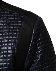 Dolce & Gabbana Blue Nylon Full Zip Bomber Men Jacket