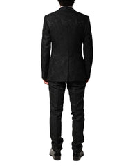 Dolce & Gabbana Black Brocade Single Breasted 2 Piece Suit