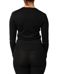 Dolce & Gabbana Black Sheer Button Down Cardigan Sweater