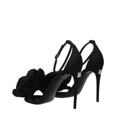 Dolce & Gabbana Black Satin Stiletto Heel Sandals
