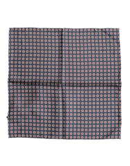 Dolce & Gabbana Blue Patterned Silk Square Handkerchief Scarf