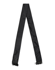 Dolce & Gabbana Black Silk Fringes Neck Wrap Foulard Scarf