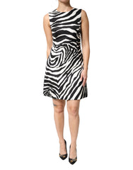 Dolce & Gabbana Black White Zebra Sleeveless A-line Dress