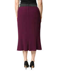 Dolce & Gabbana Maroon Mid Waist Pencil Cut Midi Skirt