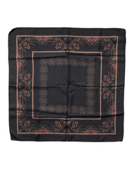 Dolce & Gabbana Black Patterned Square Foulard Scarf