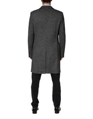 Dolce & Gabbana Gray Wool Blend Long Trench Coat Men Jacket