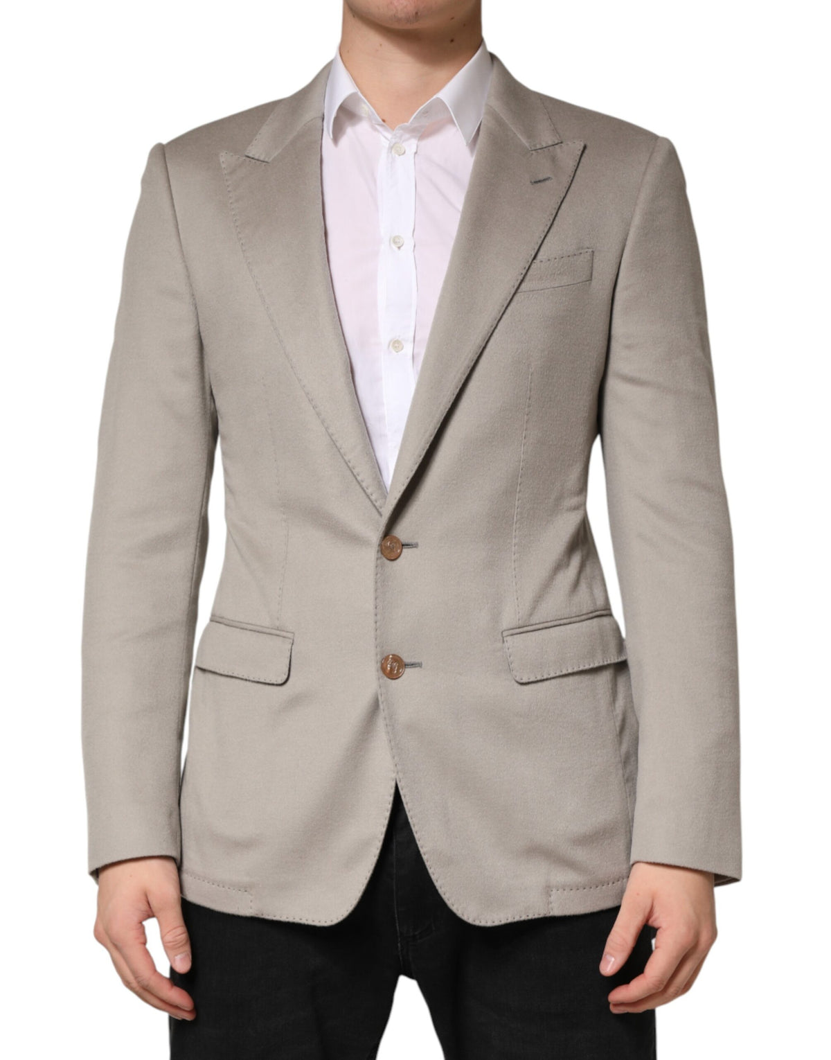 Dolce & Gabbana Gray Cashmere Single Breasted Jacket Blazer