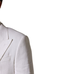 Dolce & Gabbana White Linen Double Breasted 2 Button Blazer