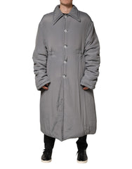 Dolce & Gabbana Gray Acetate Padded Collared Coat Jacket